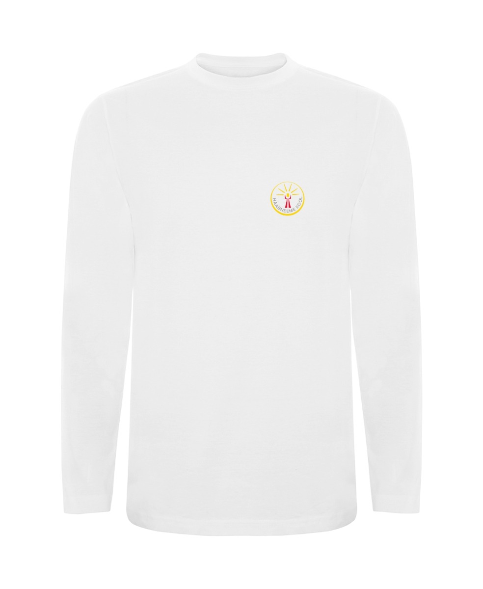 Laste pikkade varrukatega särk, valge