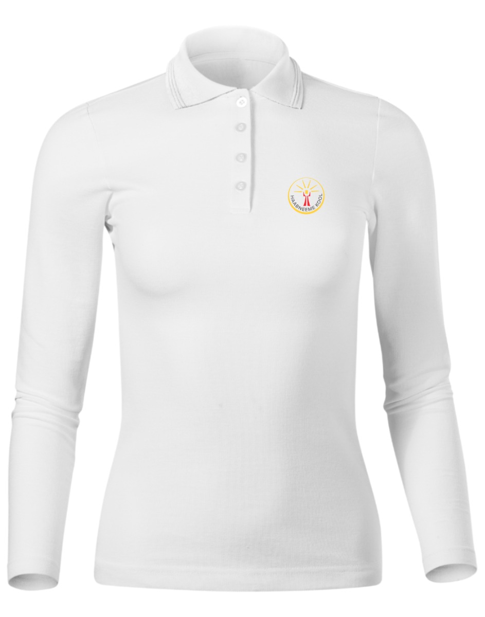 Naiste pikkade varrukatega polosärk, valge