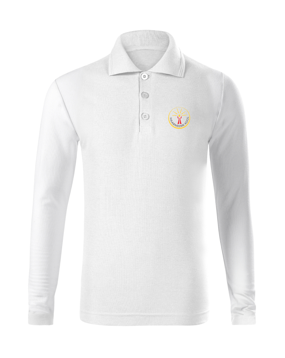 Laste kitsas pikkade varrukatega polosärk, valge